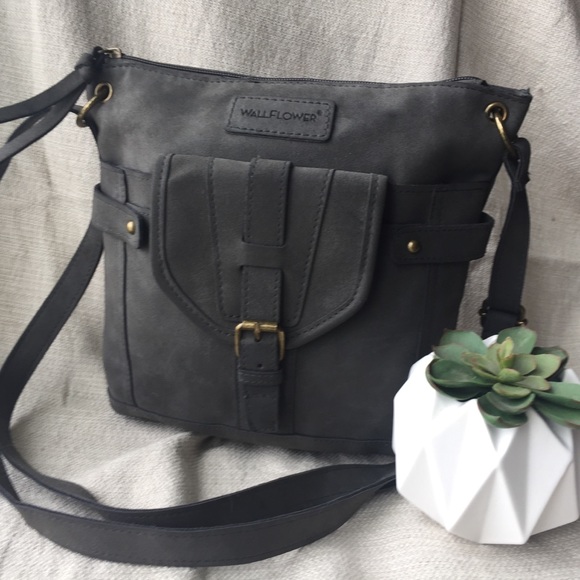 Wallflower Handbags - Wallflower gray faux suede crossbody